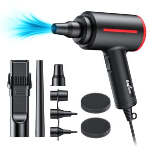 Turbo Compressed Air Duster for Cleaning, 500W Electric Air Blower with 48000RPM Copper Motor, 2 Speed ​​Settings, 3 Nozzles, 3 Meter Cord for PC, Keyboard, Electronics and Inflatable Items