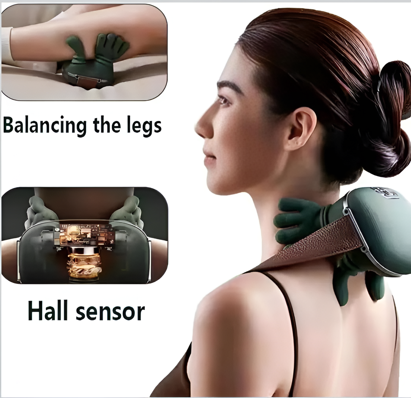 MAXTOP Handheld Neck Massager, Green, Crab Design, Portable Body Massage Tool with Control Buttons - Image 3